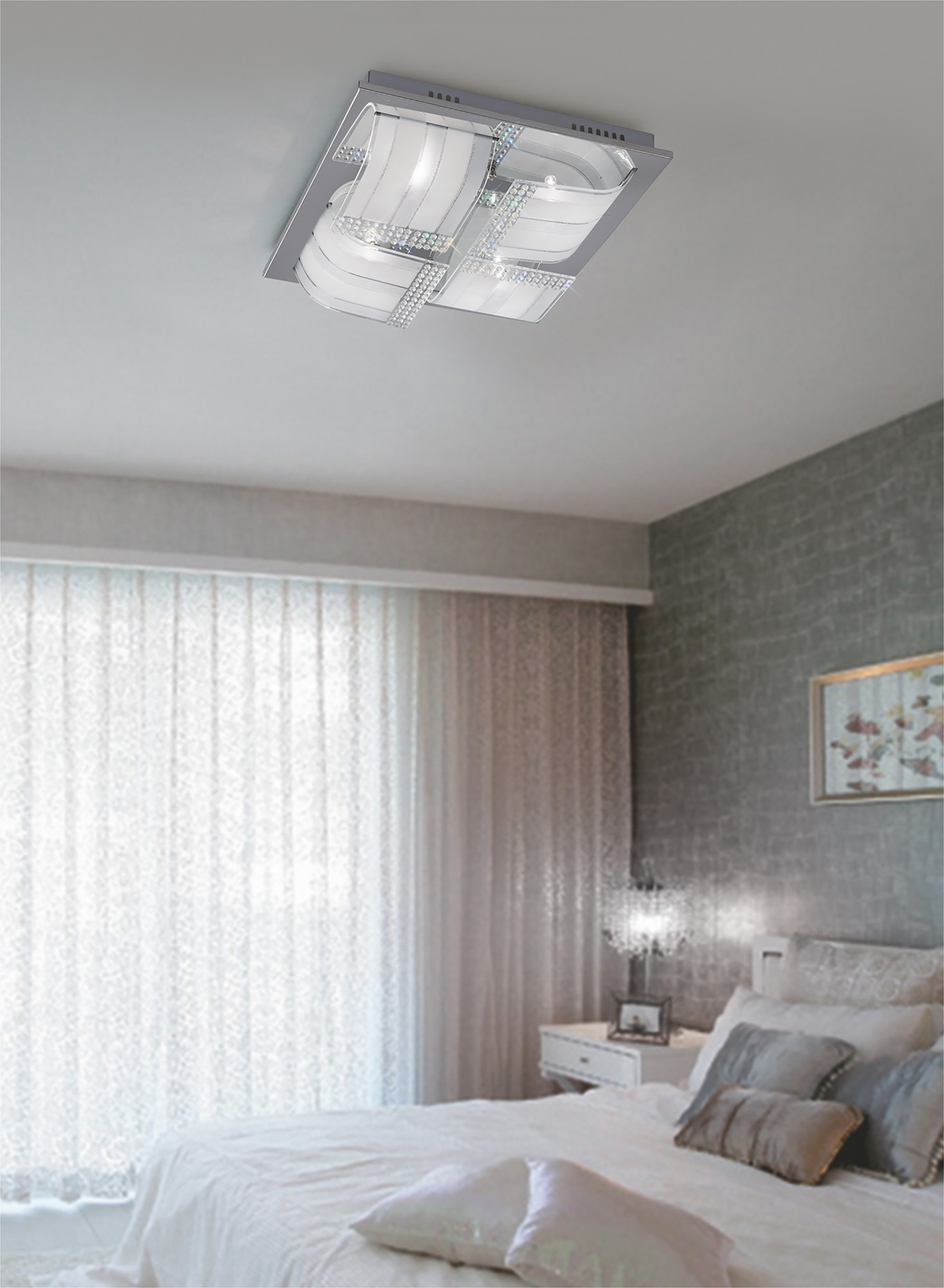 Charis Crystal Ceiling Lights Diyas Ringed & Square Crystal Fittings Charis Crystal Ceiling Lights Diyas Ringed & Square Crystal Fittings
